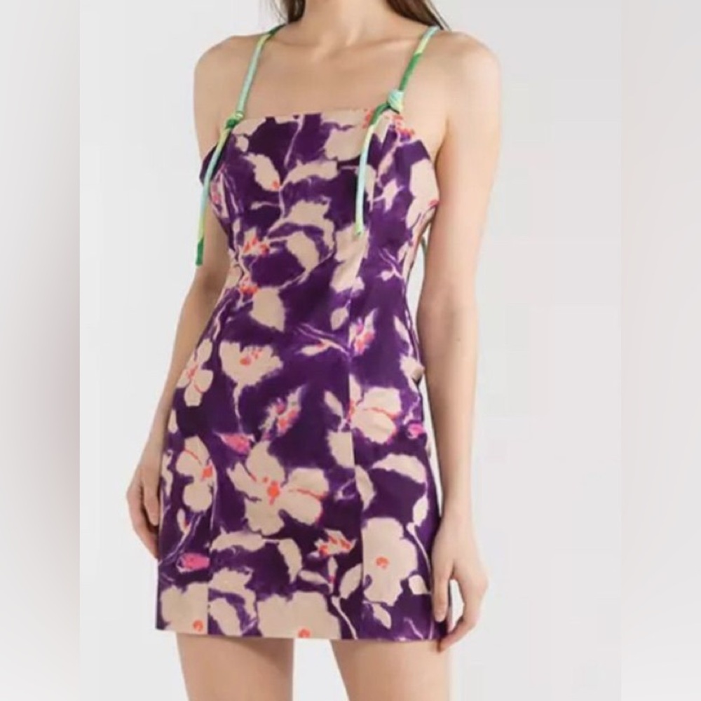 Zara Floral Purple and Cream Women's Dress